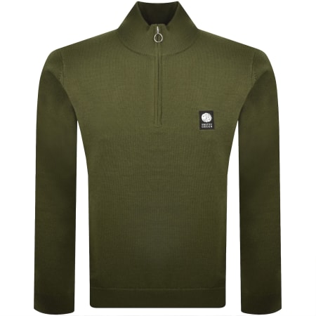 Product image for Pretty Green Merino Quarter Zip Knit Jumper Khaki