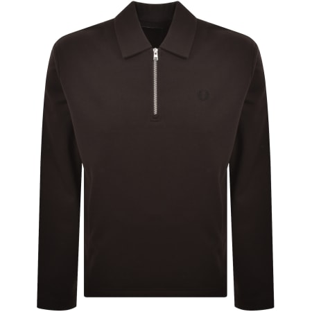Product image for Fred Perry Quarter Zip Sweatshirt Rich Brown