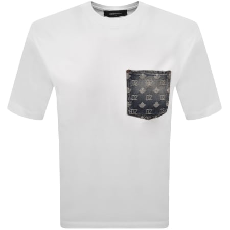 Product image for DSQUARED2 Monogram Denim Pocket T Shirt White