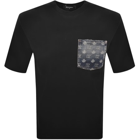 Product image for DSQUARED2 Monogram Denim Pocket T Shirt Black