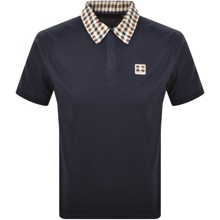 Product image for Aquascutum Check Collar Polo T Shirt Navy