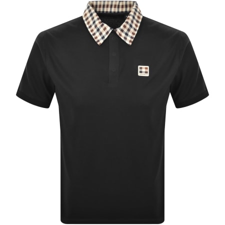 Product image for Aquascutum Check Collar Polo T Shirt Black