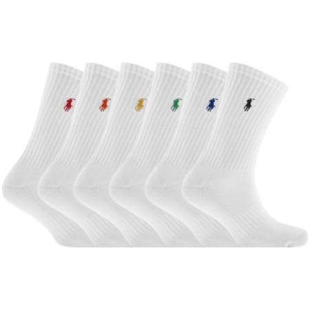Product image for Ralph Lauren 6 Pack Crew Socks White