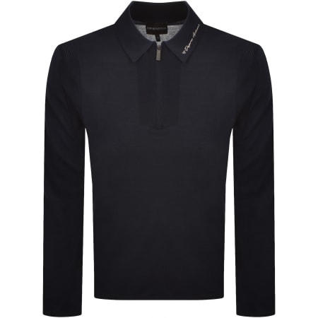 Product image for Emporio Armani Knit Polo Jumper Navy