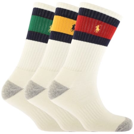 Product image for Ralph Lauren 3 Pack Classic Sport Socks Cream