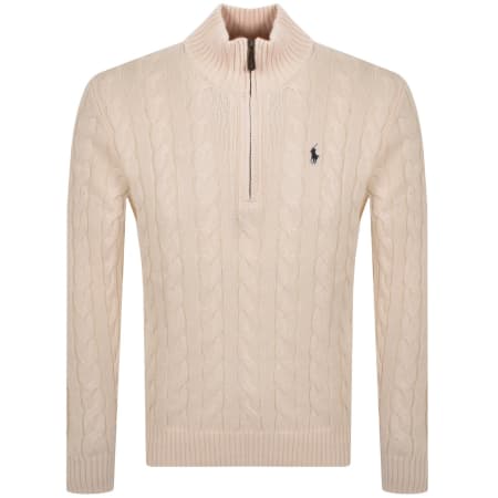 Product image for Ralph Lauren Half Zip Cable Knit Jumper Cream