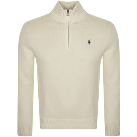 Product image for Ralph Lauren Half Zip Knit Jumper Cream