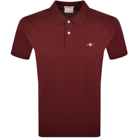 Product image for Gant Regular Fit Shield Pique Polo T Shirt Red