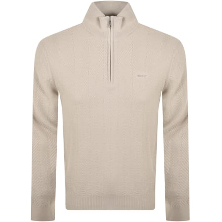 Product image for Gant Knit Herringbone Sweatshirt Beige