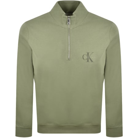 Product image for Calvin Klein Jeans Monologo Zip Sweatshirt Green