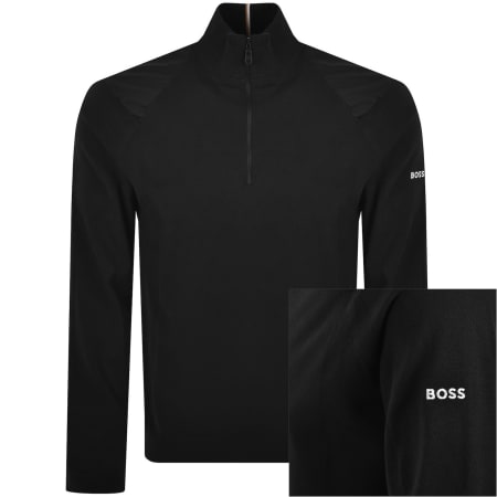 Product image for BOSS GOC Rank Quarter Zip Knit Jumper Black