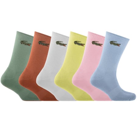 Product image for Lacoste 6 Pack Ribbed Crew Socks Multi