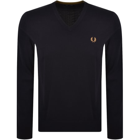 Product image for Fred Perry V Neck Knit Jumper Navy