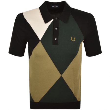 Product image for Fred Perry Argyle Knitted Polo Shirt Black