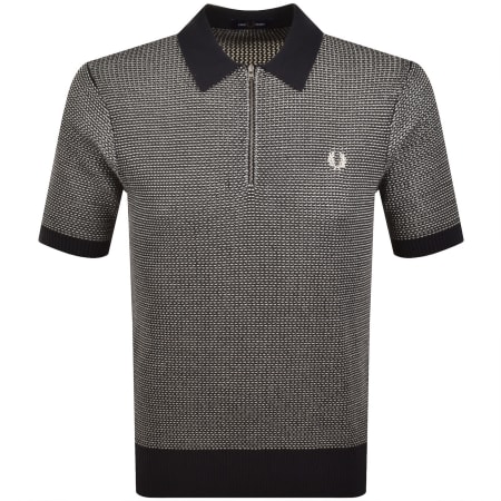 Product image for Fred Perry Textured Zip Knit Polo Navy