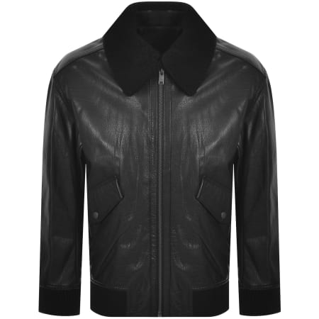 Product image for BOSS Jopeak Leather Aviator Jacket Black