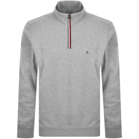 Product image for Tommy Hilfiger Quarter Zip Fleece Sweatshirt Grey