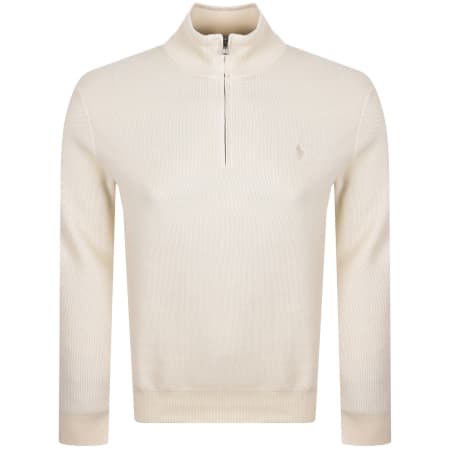 Product image for Ralph Lauren Half Zip Knit Jumper Cream