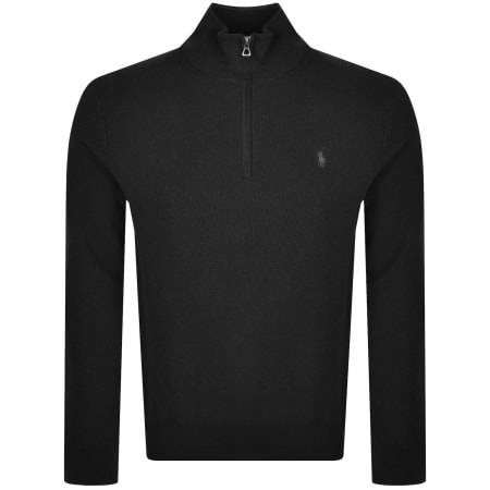 Product image for Ralph Lauren Half Zip Knit Jumper Black