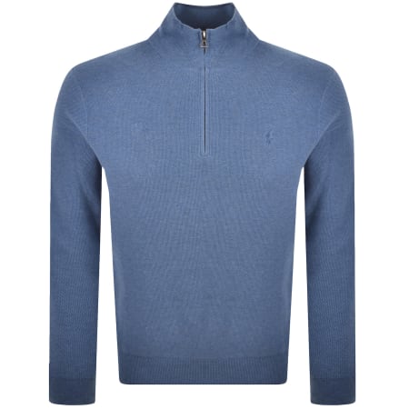 Product image for Ralph Lauren Half Zip Knit Jumper Blue