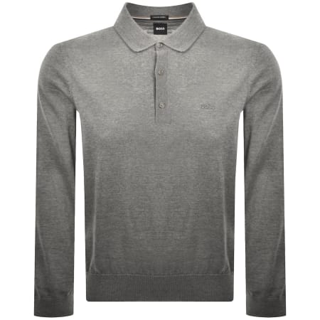 Product image for BOSS Lancione Merino Wool Knit Polo Brown