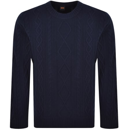 Product image for BOSS Arteccio Wool Knit Jumper Navy