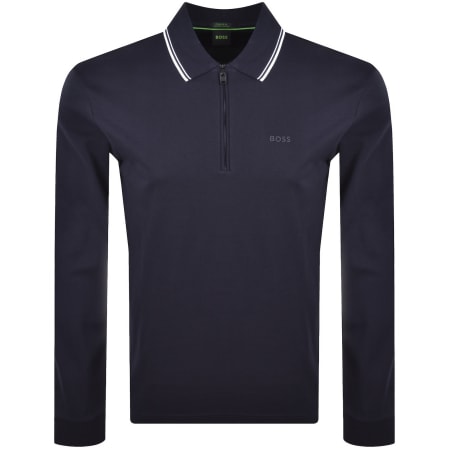 Product image for BOSS Plisy Long Sleeve Polo Dark Blue