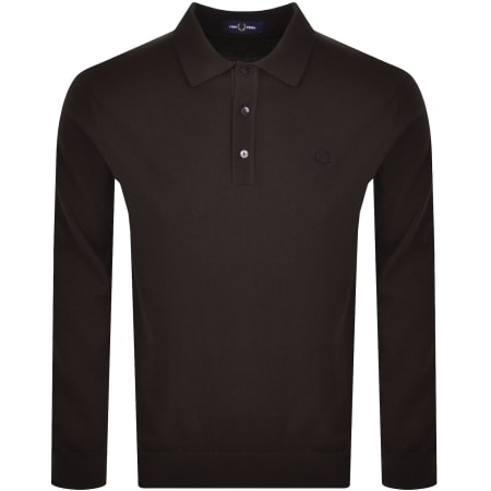 Product image for Fred Perry Long Sleeve Knit Polo Brown
