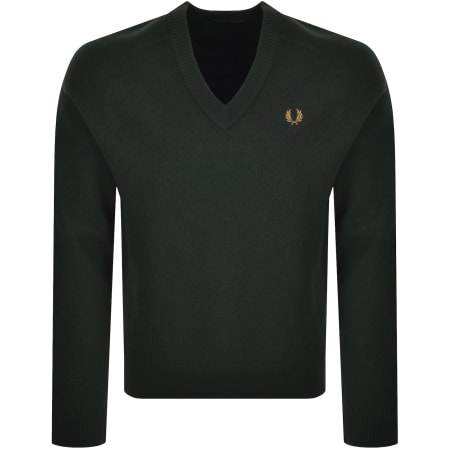 Product image for Fred Perry Saddle Sleeve V Neck Jumper Green