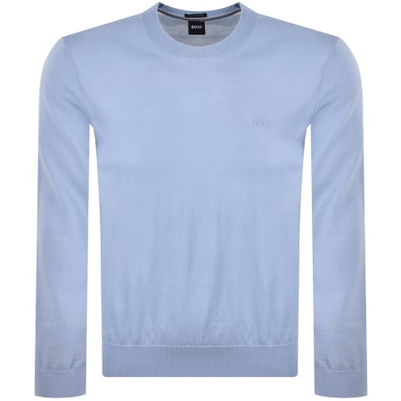 Product image for BOSS Leno Merino Wool Knit Jumper Blue