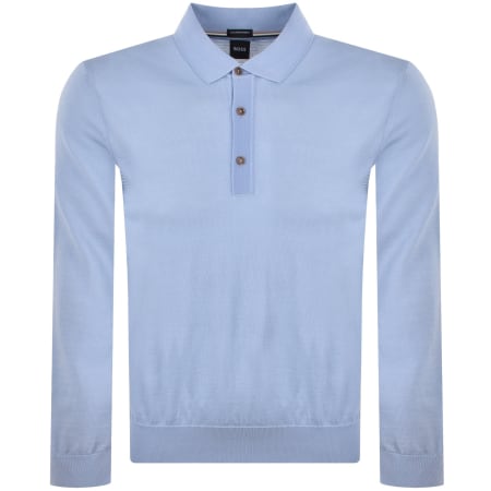 Product image for BOSS Lancione Merino Wool Knit Polo Blue