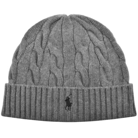 Product image for Ralph Lauren Cable Knit Beanie Hat Grey