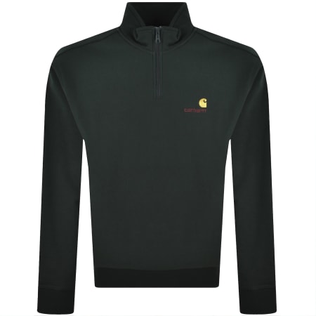 Product image for Carhartt Half Zip Script Logo Sweatshirt Green