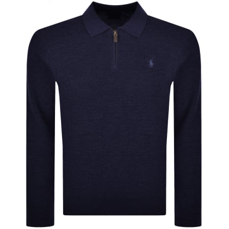 Product image for Ralph Lauren Knit Polo Collar Jumper Navy