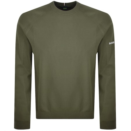 Product image for BOSS GOC Rank Crew Neck Knit Jumper Green