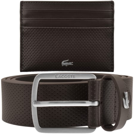 Product image for Lacoste Leather Belt And Cardholder Set Brown