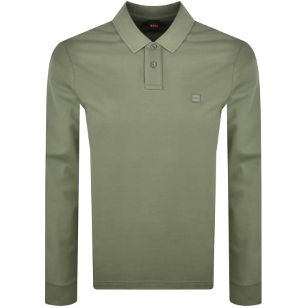 Product image for BOSS Long Sleeve Passerby Polo T Shirt Green