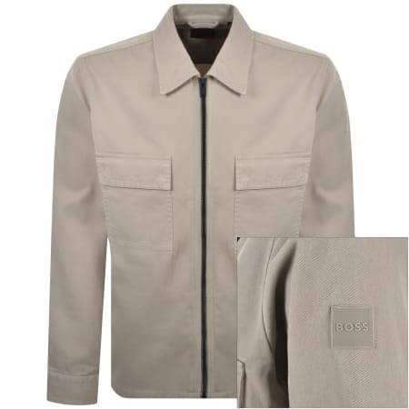 Product image for BOSS Lorum Full Zip Overshirt Brown