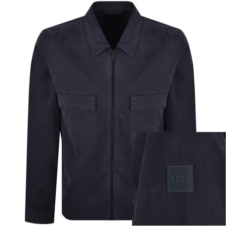 Product image for BOSS Lorum Full Zip Overshirt Dark Blue