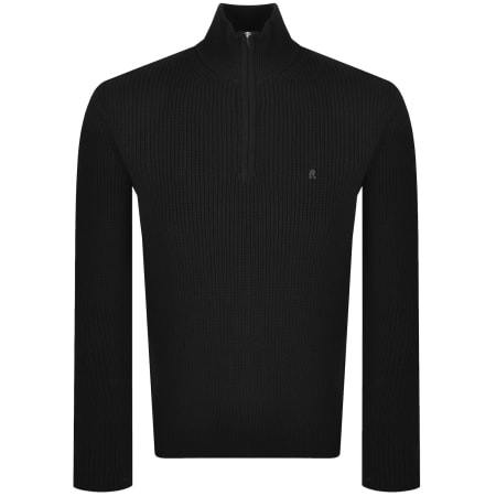Product image for Replay Quarter Zip Knit Jumper Black