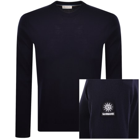 Product image for Sandbanks Crew Neck Knit Jumper Navy