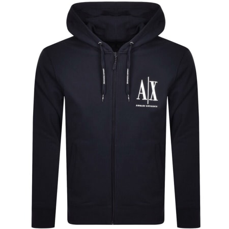 Product image for Armani Exchange Full Zip Logo Hoodie Navy