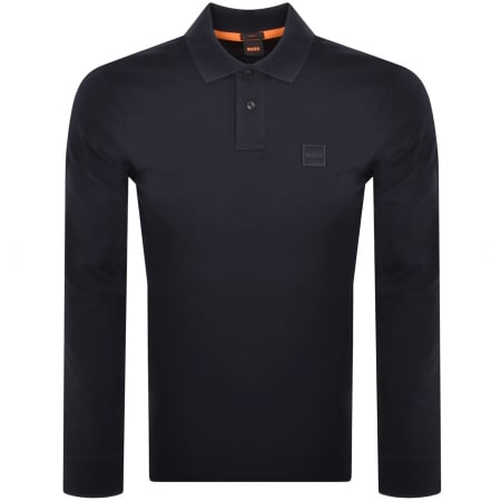 Product image for BOSS Passerby Long Sleeved Polo T Shirt Navy