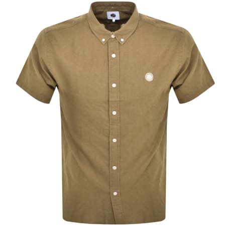 Product image for Pretty Green Short Sleeve Linen Shirt Khaki