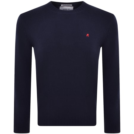Product image for Replay Crew Neck Knit Jumper Navy
