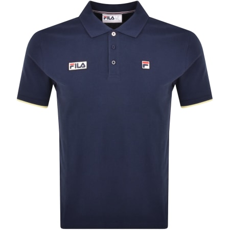 Product image for Fila Vintage Tipped Rib Basic Polo T Shirt Navy
