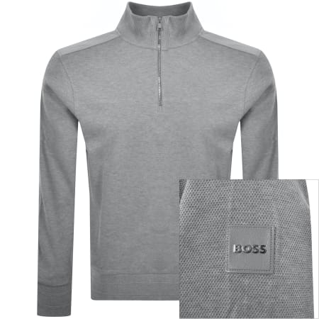 Product image for BOSS H Sidney 59 Quarter Zip Sweatshirt Grey