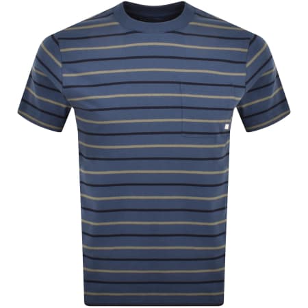 Product image for Farah Stacey Stripe Pocket T Shirt Blue