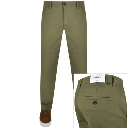 Product image for Farah Elm Slim Fit Chino Trousers Green