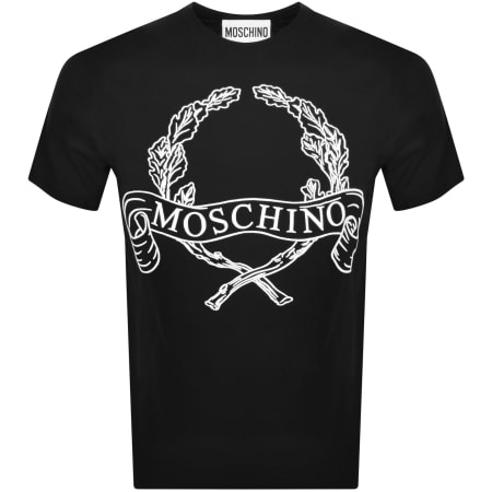 Product image for Moschino Embroidered Laurel Crown T Shirt Black